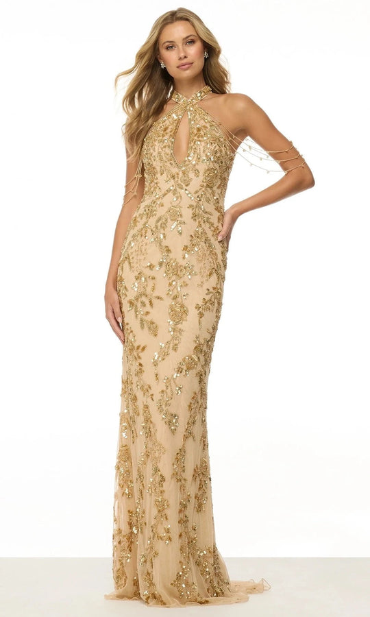 Sherri Hill 57021 - Beaded Halter Sheath Dress