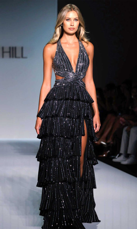Sherri Hill 57055 - Beaded Tiered Ruffle Gown