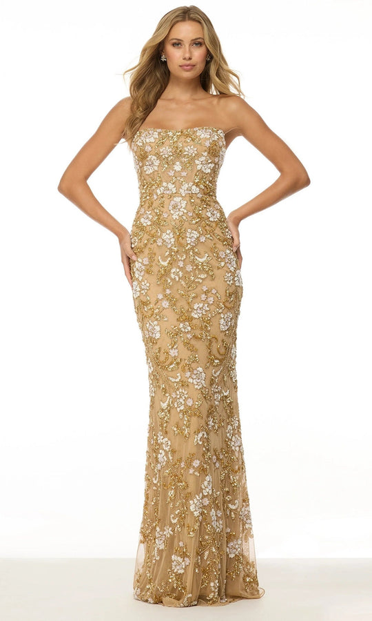 Sherri Hill 57107 - Strapless Floral Beaded Evening Gown