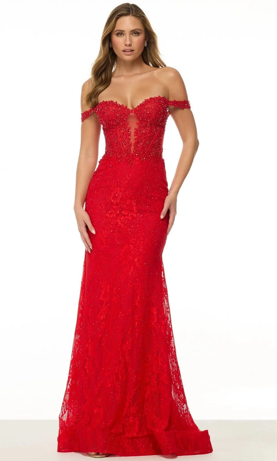 Sherri Hill 57130 - Off-Shoulder Embellished Lace Gown
