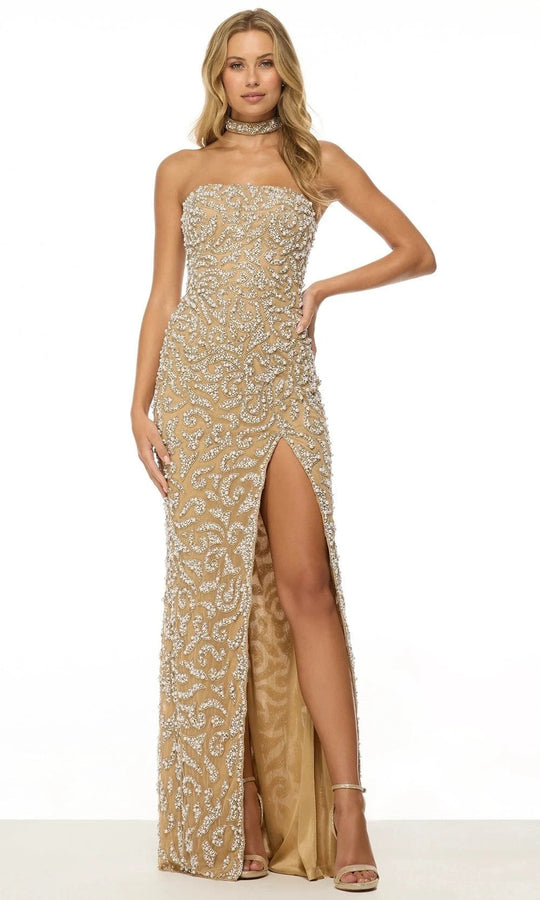 Sherri Hill 57157 - Strapless Beaded Pearl Sheath Gown
