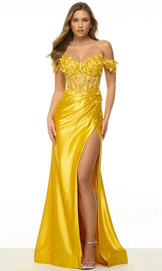 Sherri Hill 57201 - Off Shoulder Floral Sheath Gown