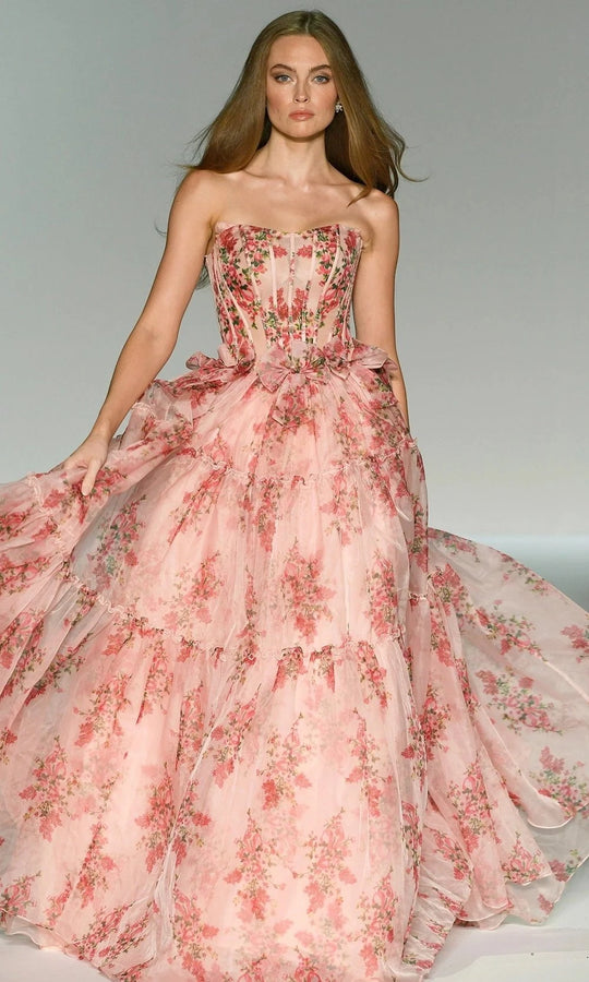 Sherri Hill 57211 - Floral Print Elegant Tiered Ballgown