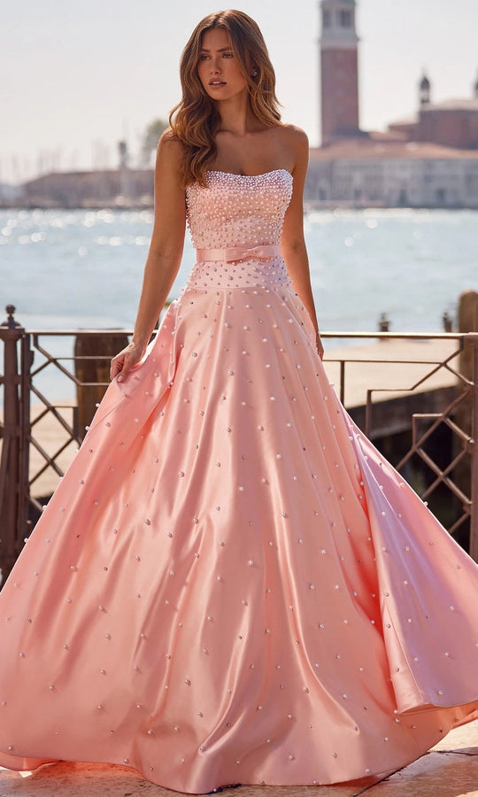 Sherri Hill 57235 - Pearl Accent Semi-Sweetheart Ballgown