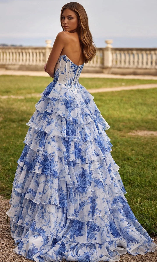 Sherri Hill 57250 Floral Print Satin Chiffon Dress