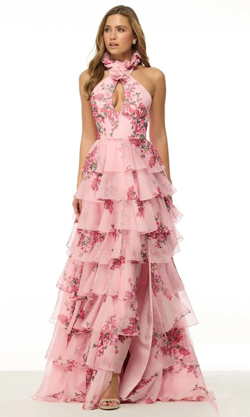 strapless open back dress Flirty Flutters Maxi Dress - Pink, White and Purple, Large | Hazel and Olive main image 1