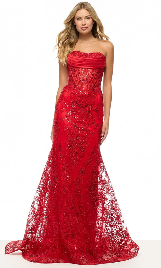 Sherri Hill 57645 - Sequin Lace Straight Neckline Prom Gown