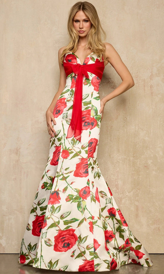 Sherri Hill 57818 - Floral Mermaid Spaghetti Strap Dress