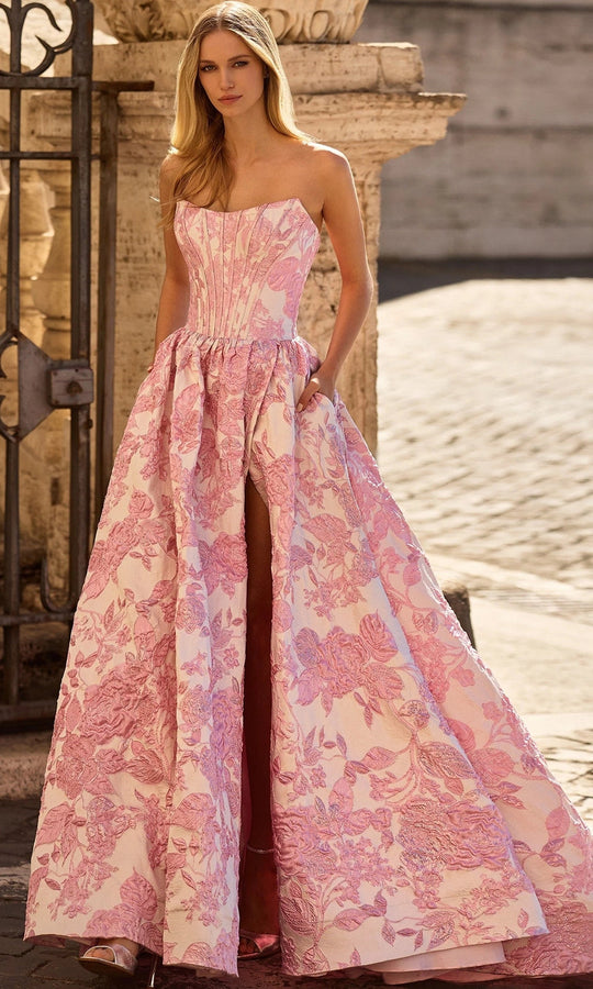 Sherri Hill 57912 - Floral Textured Scoop Neckline Ballgown