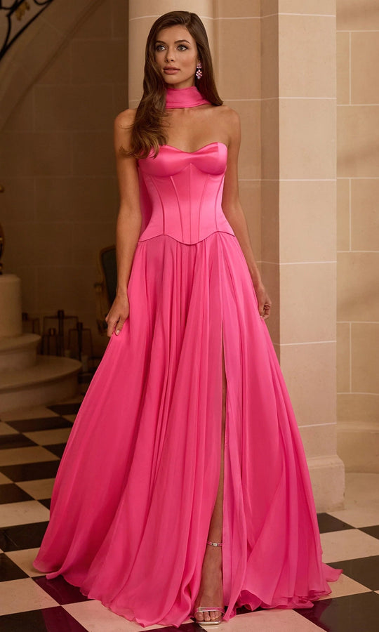 Sherri Hill 58195 - Sweetheart Corset Chiffon Gown with Scarf Detail