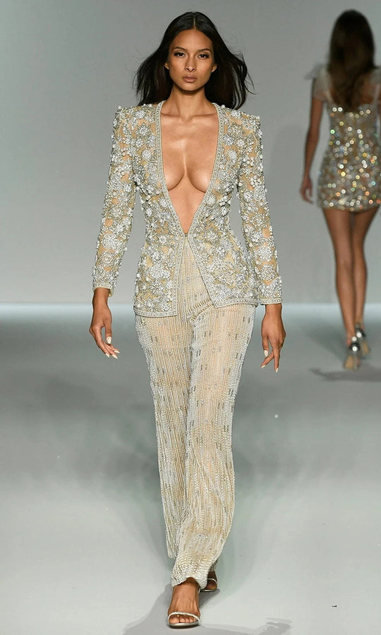 Sherri Hill 67047 - Two-Piece Floral Beaded Pantsuit