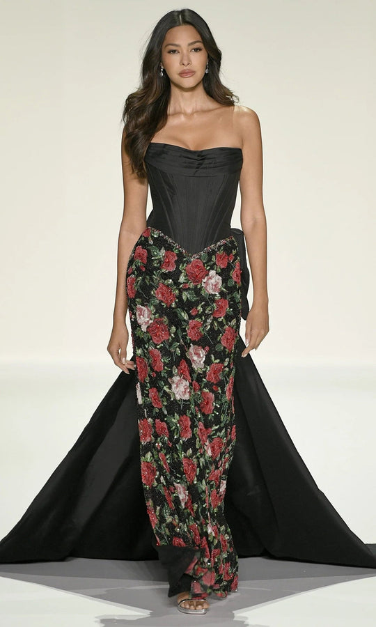 Sherri Hill 67204 - Beaded Floral Skirt Gown with Overskirt