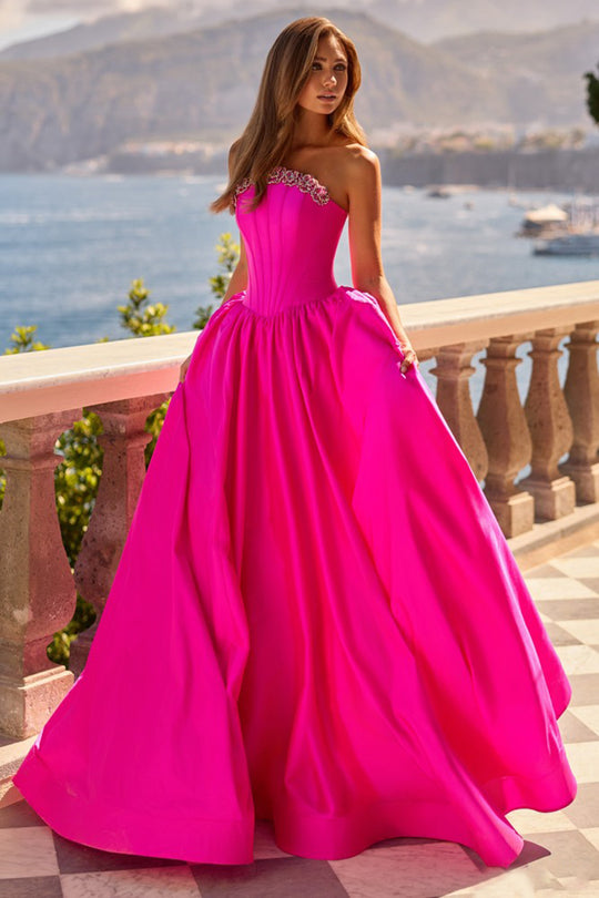 Sherri Hill 67229 Beaded Floral Accent Strapless Prom Gown