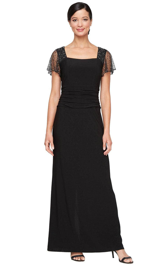 S.L. Fashions 9135254 - Beaded Flutter Sleeves Formal Gown