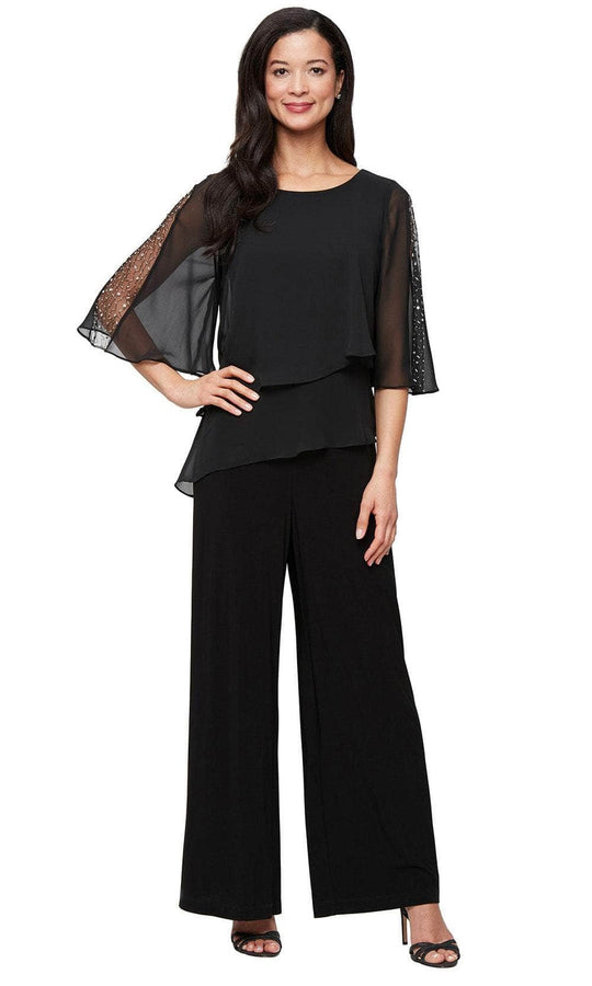 S.L. Fashions 9177537 - Chiffon Wide Leg Jumpsuit