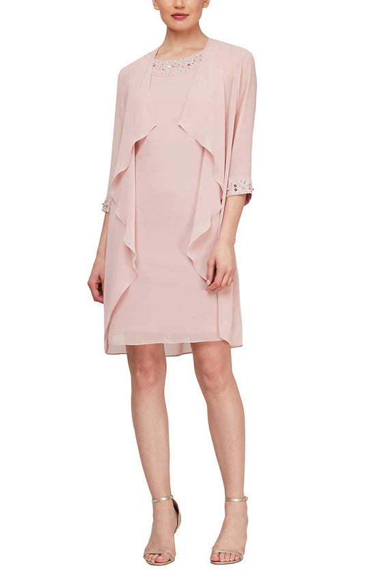 S.L. Fashions 9470367 - Chiffon Formal Dress with Shawl Jacket