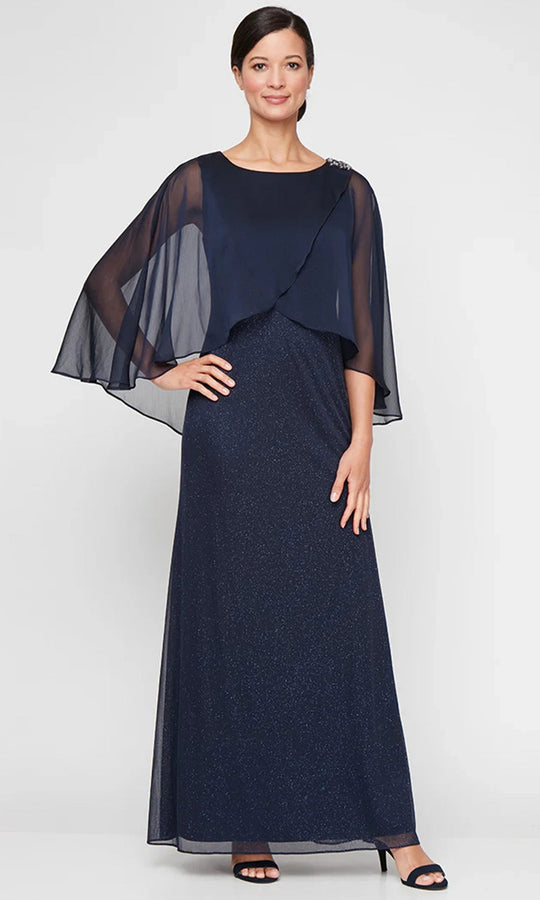 S.L. Fashions Dresses (SLNY) 9133256 - Bateau Glitter Mesh Formal Gown