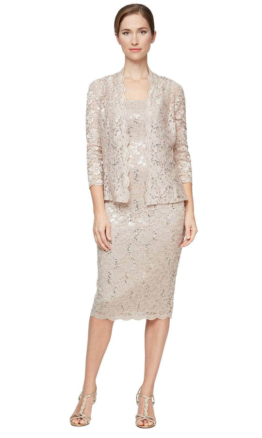 S.L. Fashions 9113104 - Two-Piece Lace Sheath Formal Dress