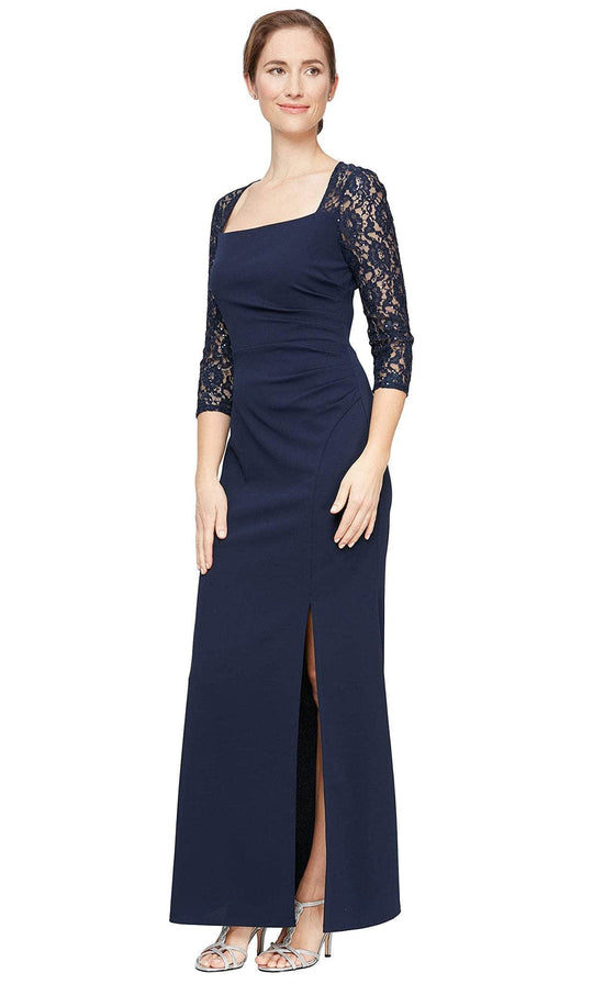 S.L. Fashions Dresses - Quarter S.L.eeve Sheath Formal Dress 9137210 Mother of the Bride Dresses 6 / Navy