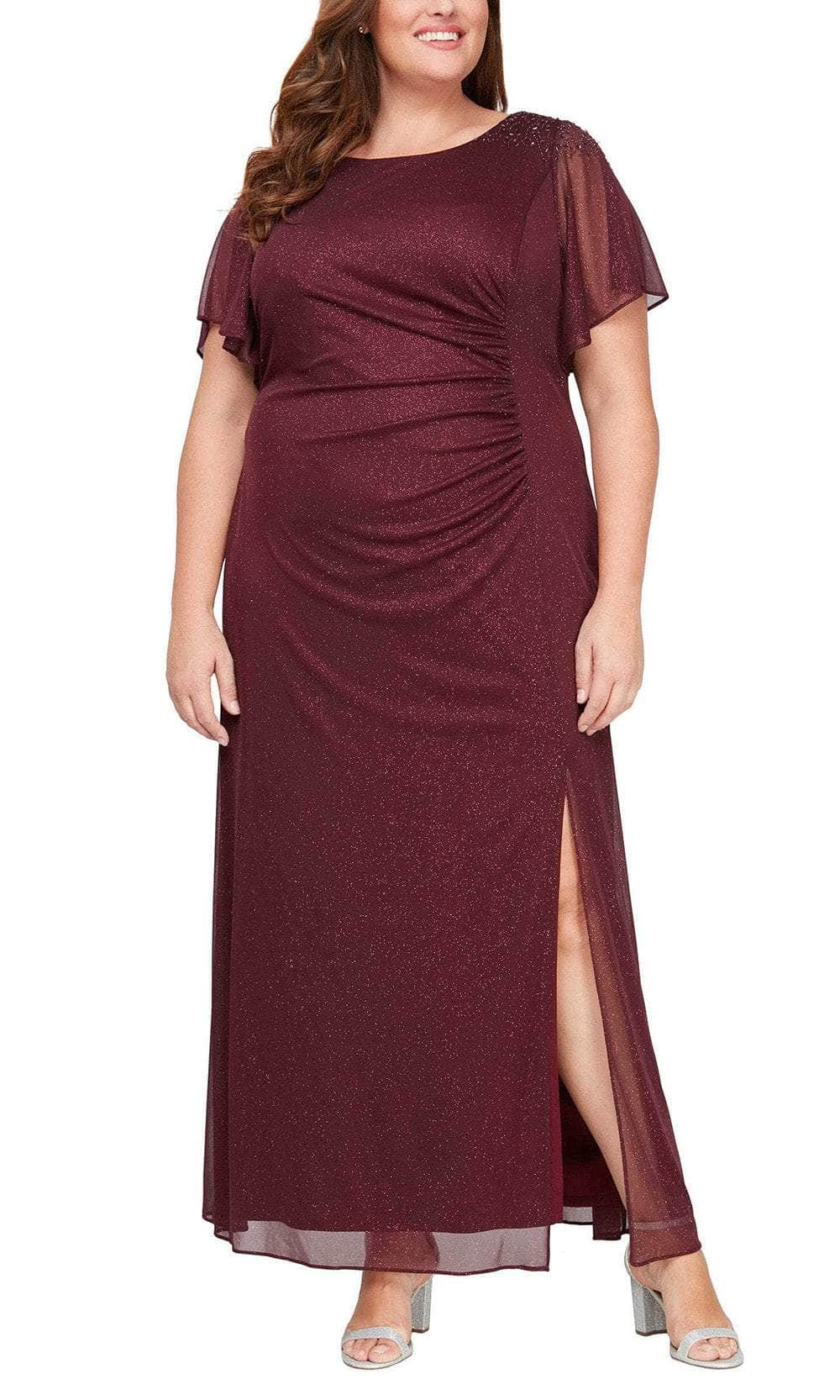 SL Fashions Women's Round-Neck Flutter-Sleeve Gown - Navy - Size 16 SL Fashions Women's Round-Neck Flutter-Sleeve Gown - Navy - Size 16