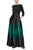 SLNY 9451111 - Ombre Quarter Sleeve A-Line Dress Evening Dresses 14W / Blk/Green
