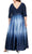 SLNY 9451111 - Ombre Quarter Sleeve A-Line Dress Evening Dresses