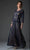Soulmates 1610 - 3/4 Sleeve Top V-Neck Formal Dress Evening Dresses Navy Nude / 1X