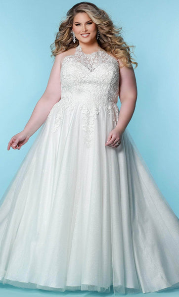 Sydney's Closet Bridal SC5284 - Halter Neck Glittered Gown  Couture Candy