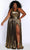 Sydney's Closet CE2201 - Sleeveless Halter Strap Evening Dress Prom Dresses 14 / Gold