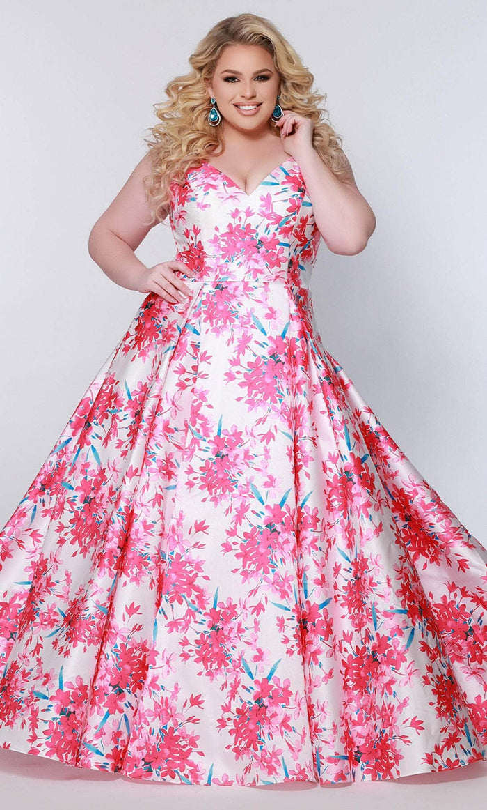 Sydney's Closet CE2207 - Floral Sleeveless Prom Dress Evening Dresses 14 / Pink Blossom