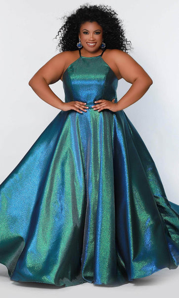 Sydney's Closet SC7334 - Halter Neck A-line Evening Gown  Couture Candy