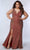 Sydney's Closet SC7339 - Sequin Embellished Plunging V-Neck Prom Dress Prom Dresses 14 / Firecracker Red