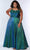 Sydney's Closet SC7344 - Dual Strap Metallic Prom Gown Prom Dresses 14 / Peacock