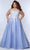 Sydney's Closet SC7350 - Floral Embroidered A-Line Gown Evening Dresses 14 / Periwinkle