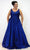 Sydney's Closet SC7358 - Lace Appliqued Tulle Formal Gown Formal Gowns 14 / Midnight