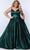 Sydney's Closet SC7363 - V-Neck Pleated A-Line Evening Gown Evening Dresses 14 / Forest