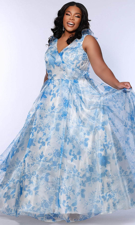 Sydney's Closet SC7404 - V-neck Jersey Gown with Side Slit