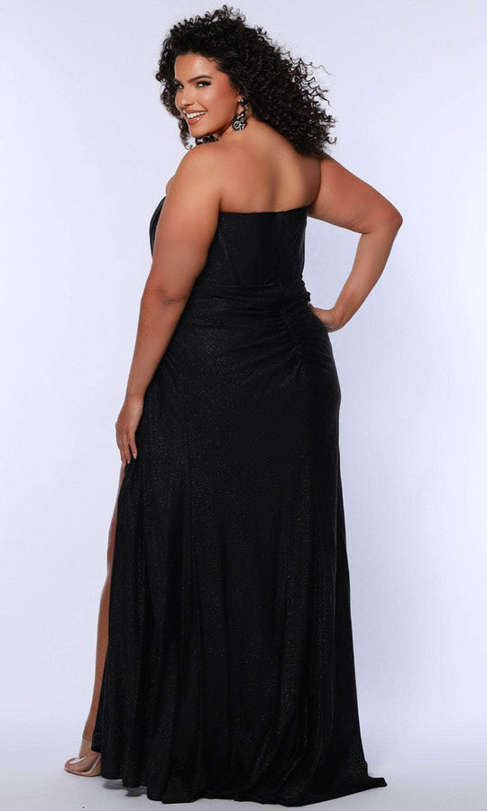 Sydney's Closet SC7412 - V-neck Jersey Gown with Ruched Detail
