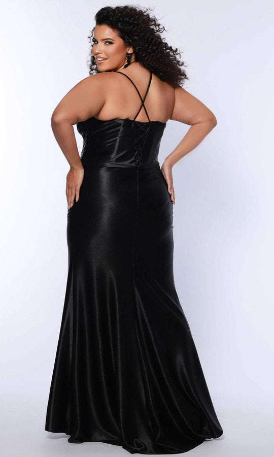 Sydney's Closet SC7426 - V-neck Chiffon Gown with Ruched Bodice