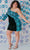 Sydney's Closet SC8114 - Asymmetrical Short Velvet Dress Cocktail Dresses 14 / Black/Multi