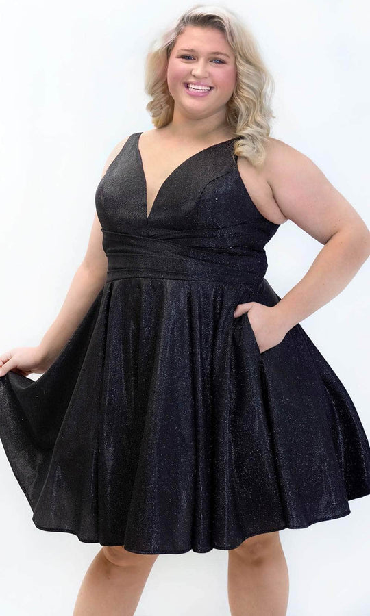 Sydney's Closet SC8132 - Shimmer A-Line Cocktail Dress