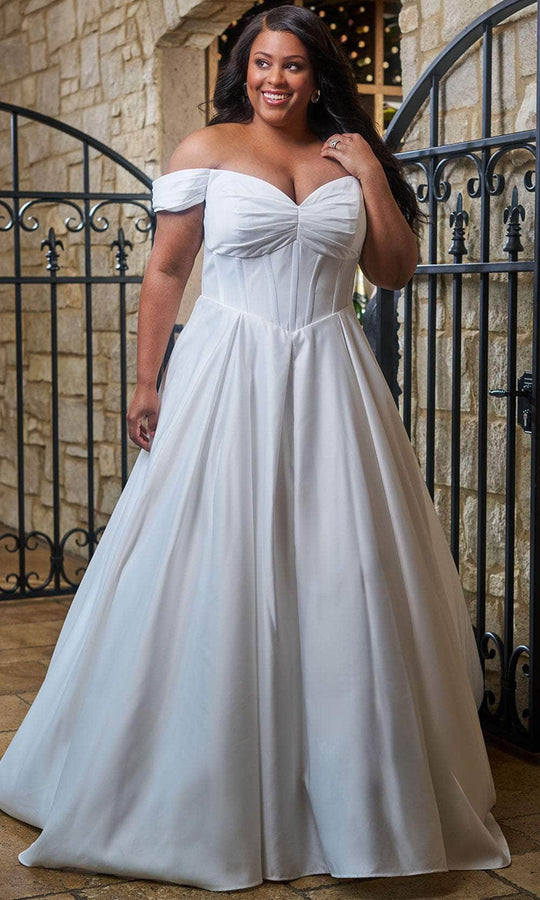 Sydney's Closet SC5347 - Satin Ballgown with Off-Shoulder Neckline