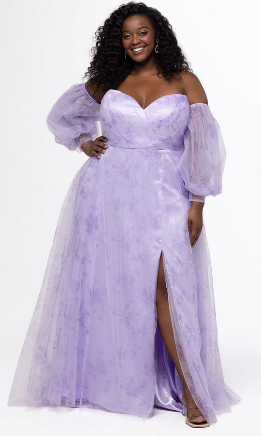 Sydney's Closet SC7445 - Floral Tulle Off Shoulder A Line Gown