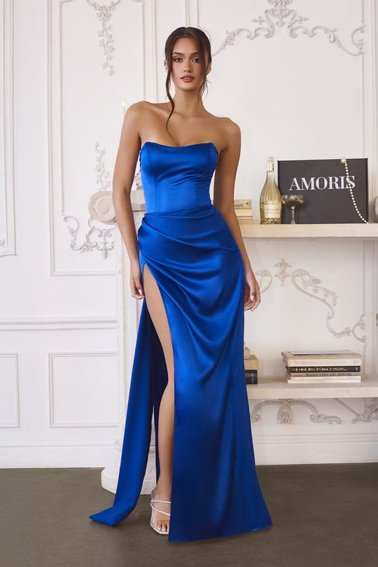 Amoris by Ladivine T215 - Strapless Slit Column Formal Dress