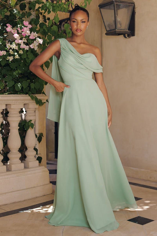 Amoris by Ladivine T716 - One Shoulder Chiffon Formal Gown
