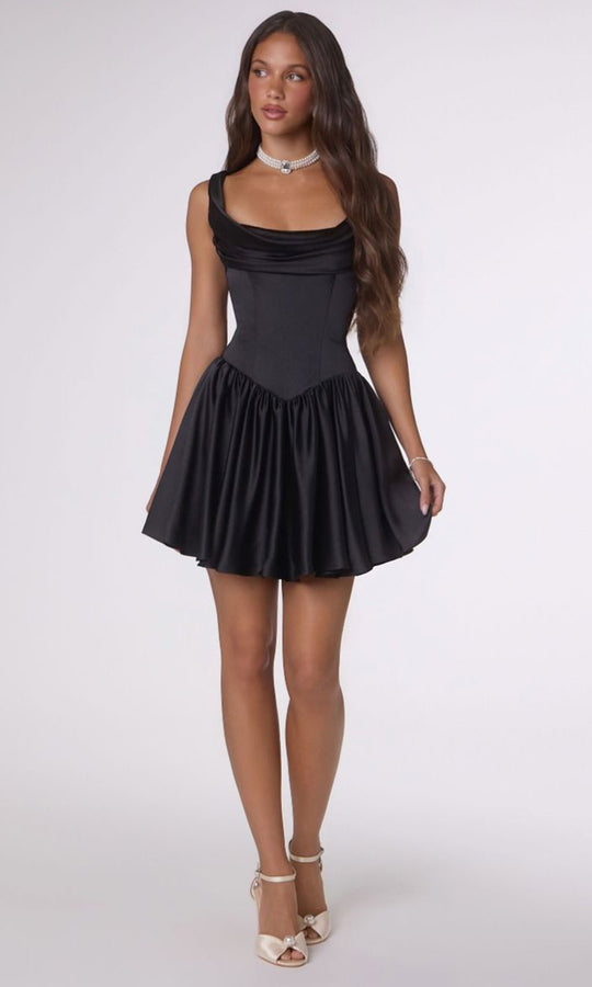 Amoris by Ladivine T735 - Sleeveless Cowl Neck Satin Dress