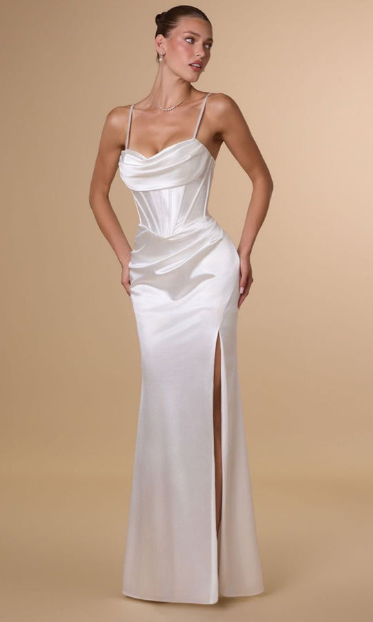 Amoris by Ladivine T815W - Cowl Neckline Corset Wedding Gown