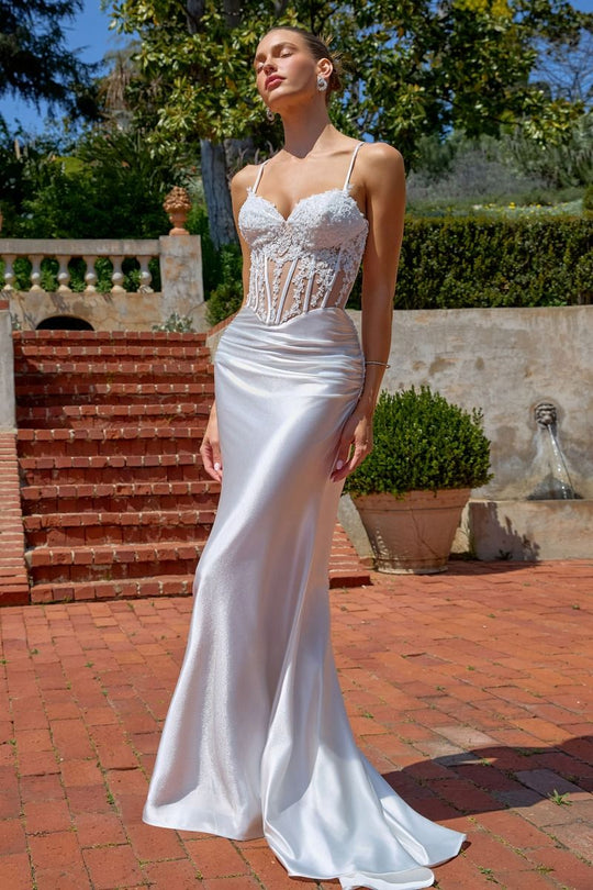 Amoris by Ladivine T819W - Embroidered Illusion Corset Bridal Dress