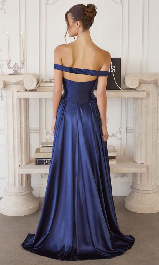 Amoris by Ladivine T821 - Off Shoulder Sweetheart A-Line Evening Gown