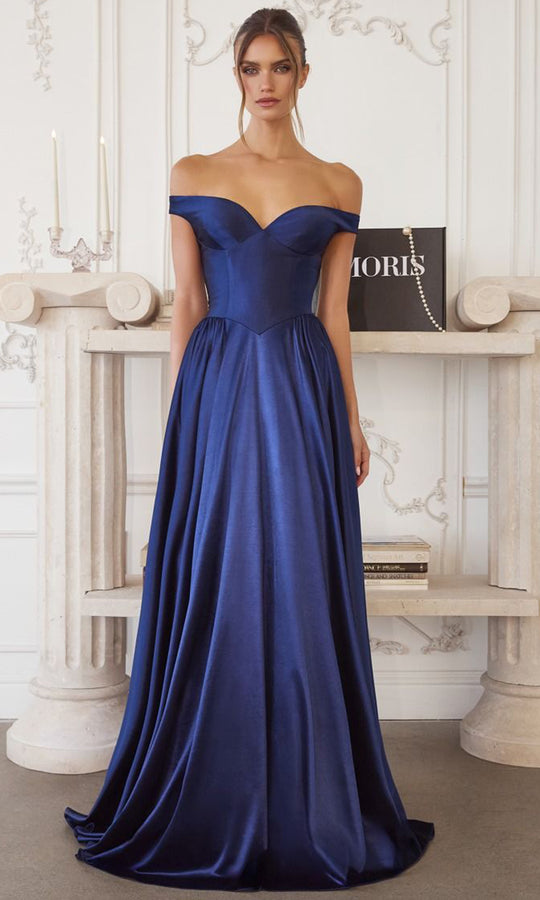 Amoris by Ladivine T821 - Off Shoulder Sweetheart A-Line Evening Gown